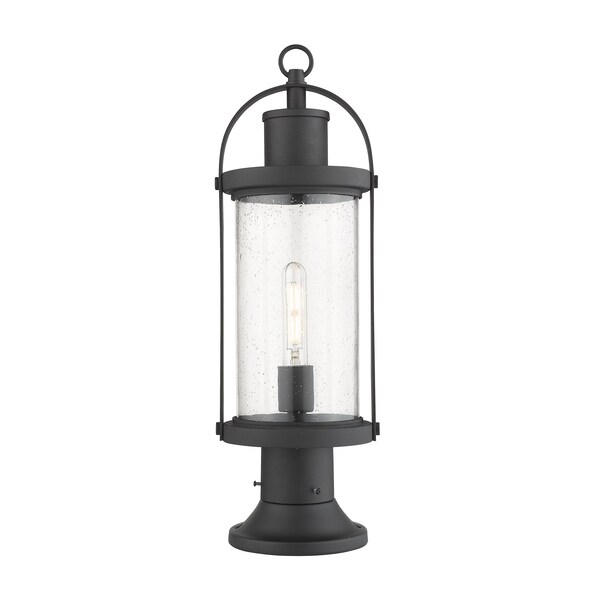 Z-Lite Roundhouse 1 Light Outdoor Pier Mounted Fixture, Black And Clear Seedy 569PHM-553PM-BK - main
